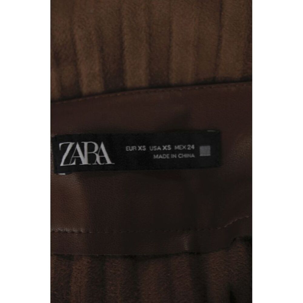 Zara Women Mini Brown Faux Leather Skirt Button Casual Size XS - Picture 5 of 5